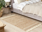 Teppich Jute beige geometrisches Muster 80 x 150 cm Kurzflor ABANA