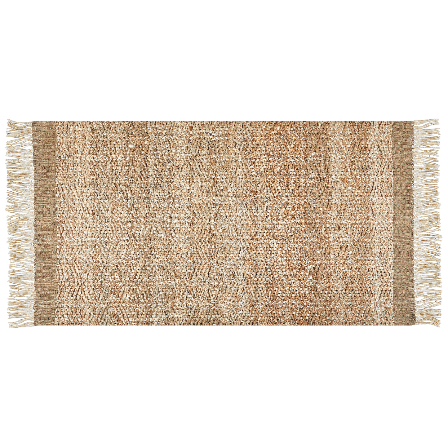 Teppich Jute beige geometrisches Muster 80 x 150 cm Kurzflor ABANA