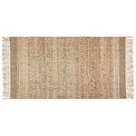 Teppich Jute beige geometrisches Muster 80 x 150 cm Kurzflor ABANA