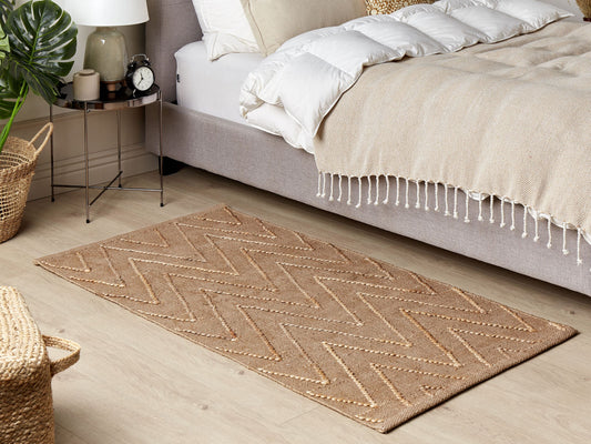 Teppich Jute beige geometrisches Muster 80 x 150 cm Kurzflor DADAY