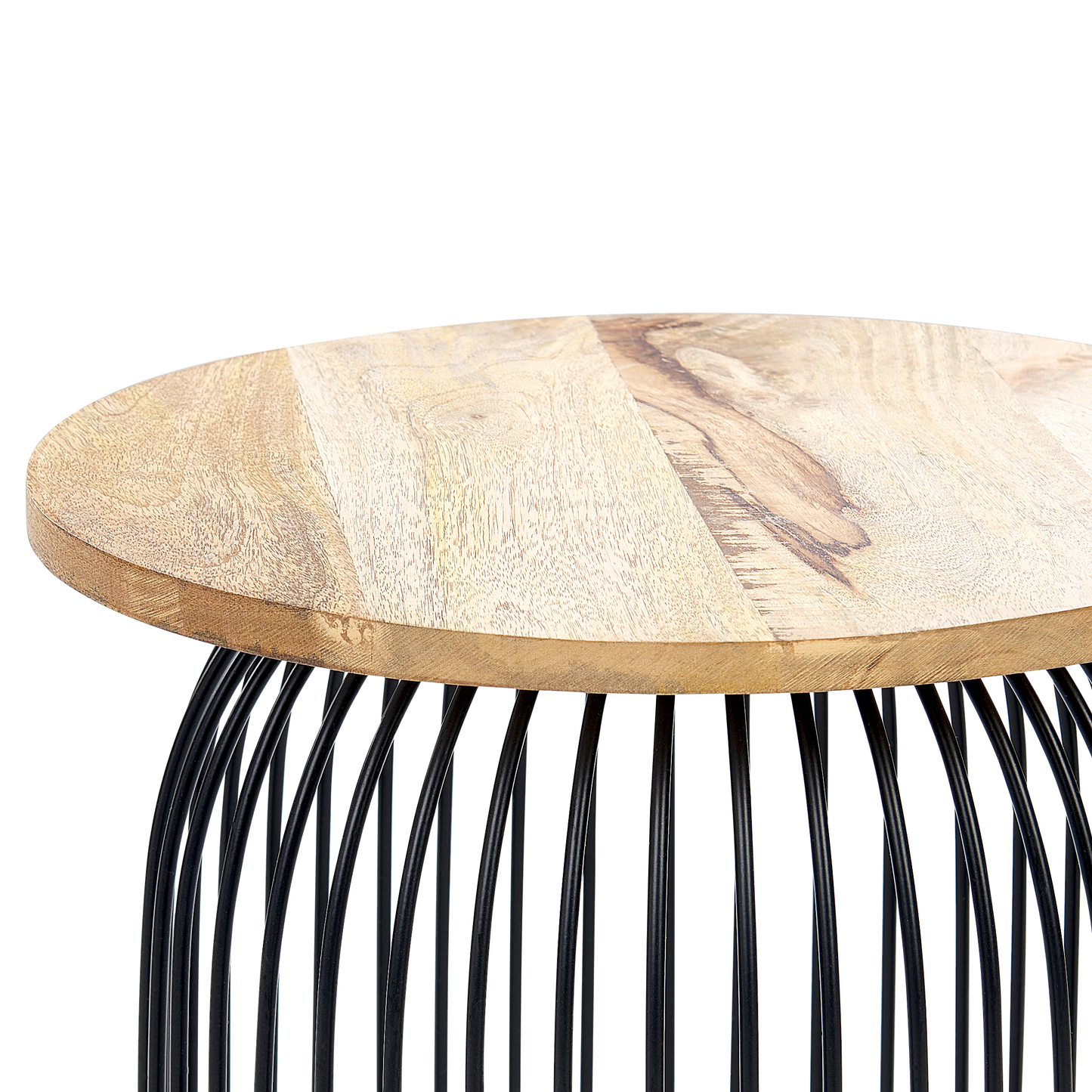 Beistelltisch Mango Holz hellbraun / schwarz rund ⌀ 36 cm WILLS