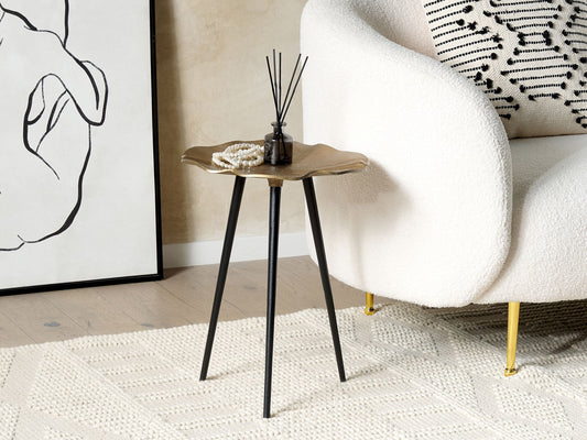 Beistelltisch gold / schwarz Blattform ø 37 cm PUDUR