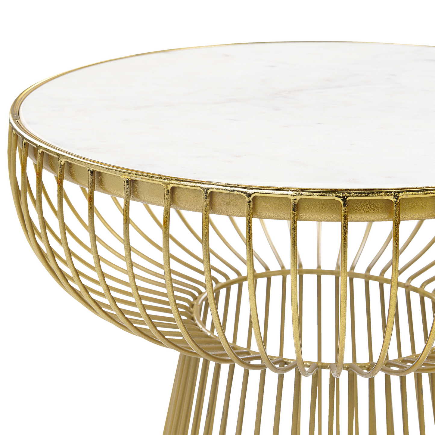 Beistelltisch Marmor weiss / gold rund ø 42 cm CHEYNES