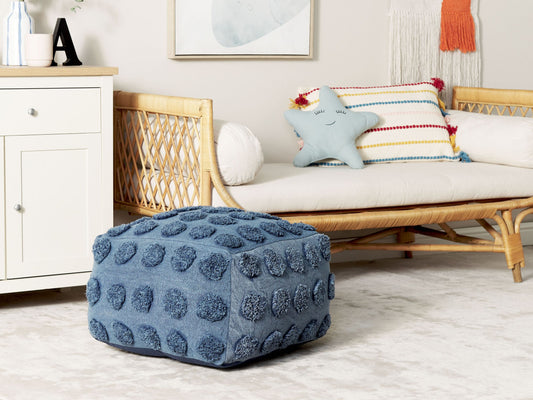 Pouf Baumwolle blau 50 x 50 cm VISHVI