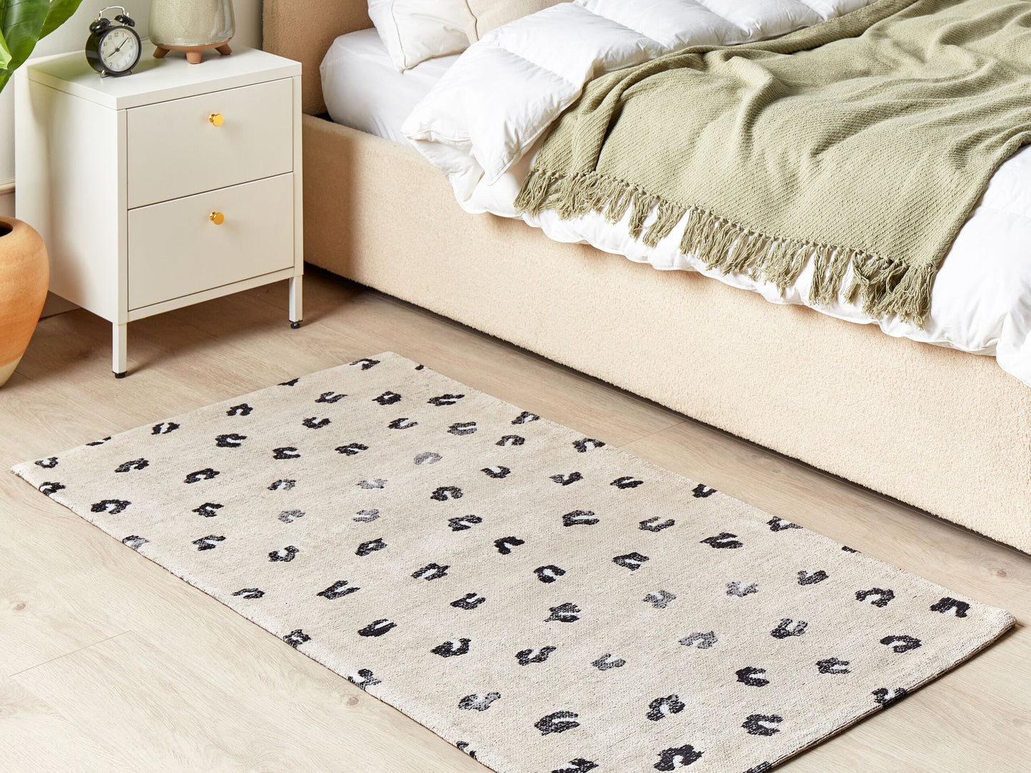 Teppich Baumwolle hellbeige Tiermotiv 80 x 150 cm AFIS