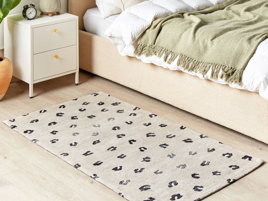Teppich Baumwolle hellbeige Tiermotiv 80 x 150 cm AFIS