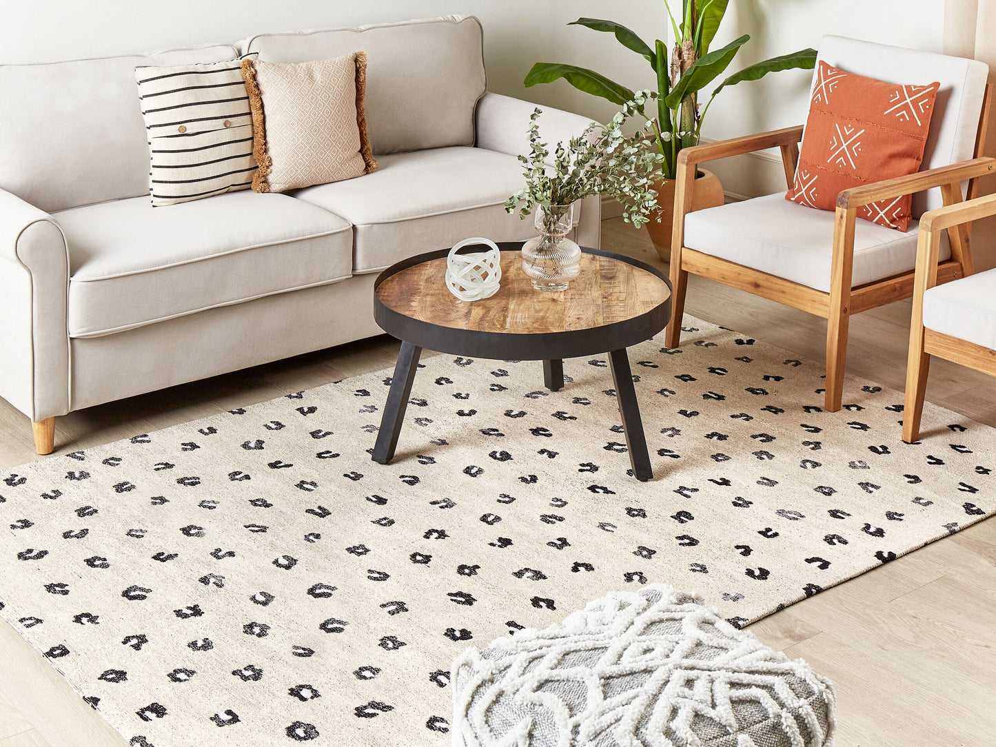 Teppich Baumwolle hellbeige Tiermotiv 160 x 230 cm AFIS