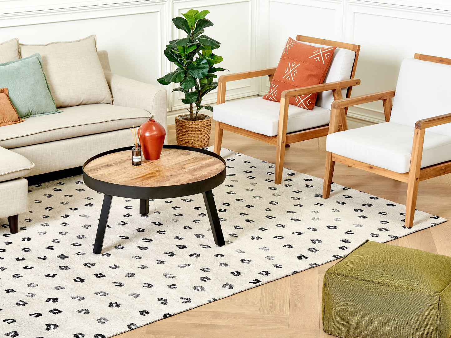 Teppich Baumwolle hellbeige Tiermotiv 200 x 300 cm AFIS