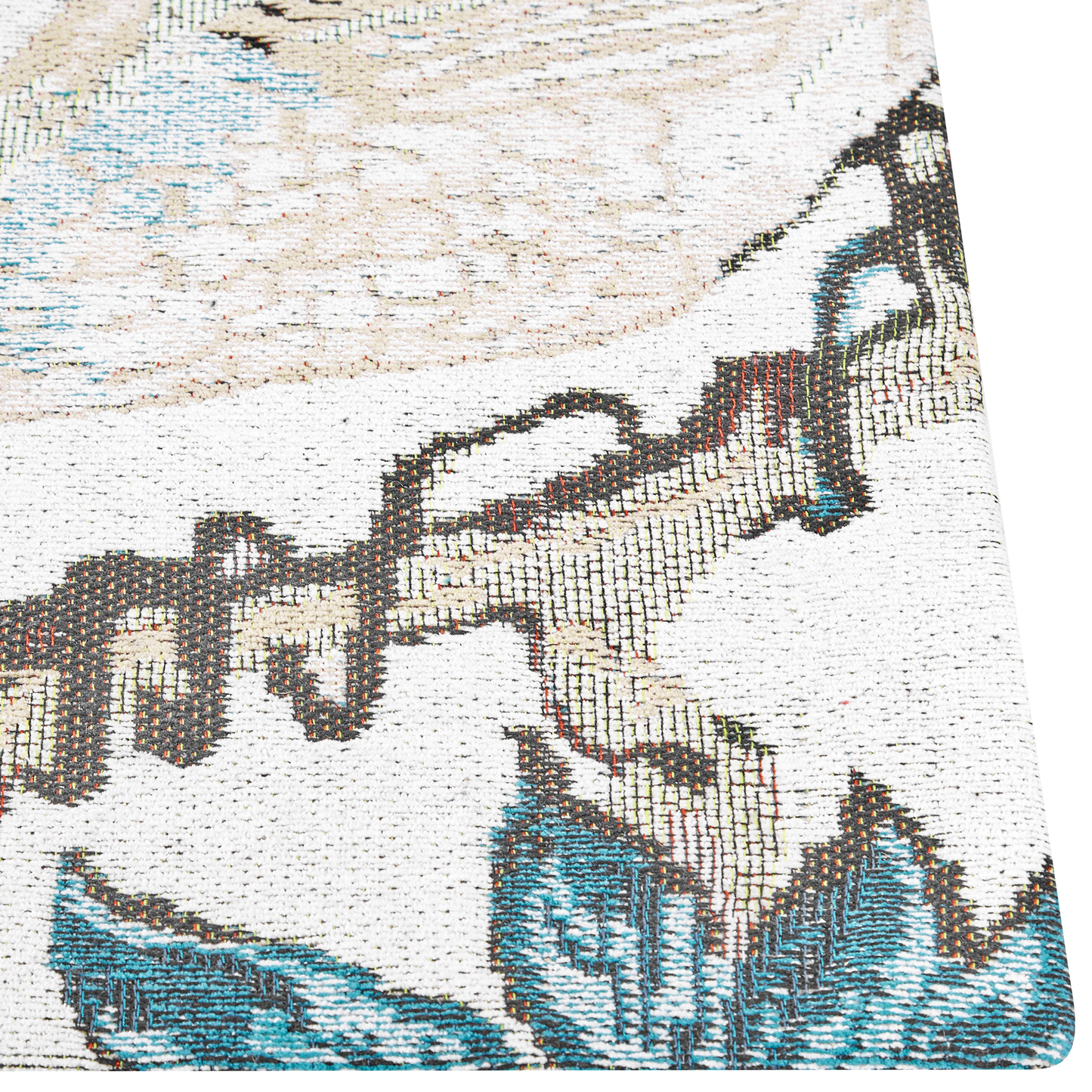 Teppich Baumwolle mehrfarbig 140 x 200 cm Vogelmotiv Kurzflor ARIHA