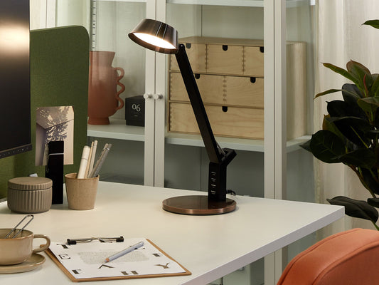 LED Schreibtischlampe CHAMAELEON mit Dimmer Metall Kupfer