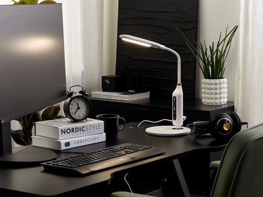 LED Schreibtischlampe CYGNUS mit Dimmer Metall Weiss