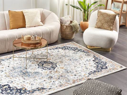 Teppich mehrfarbig 200 x 300 cm orientalisches Muster Kurzflor HERMON