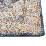 Teppich beige / blau 80 x 150 cm orientalisches Muster Kurzflor DVIN