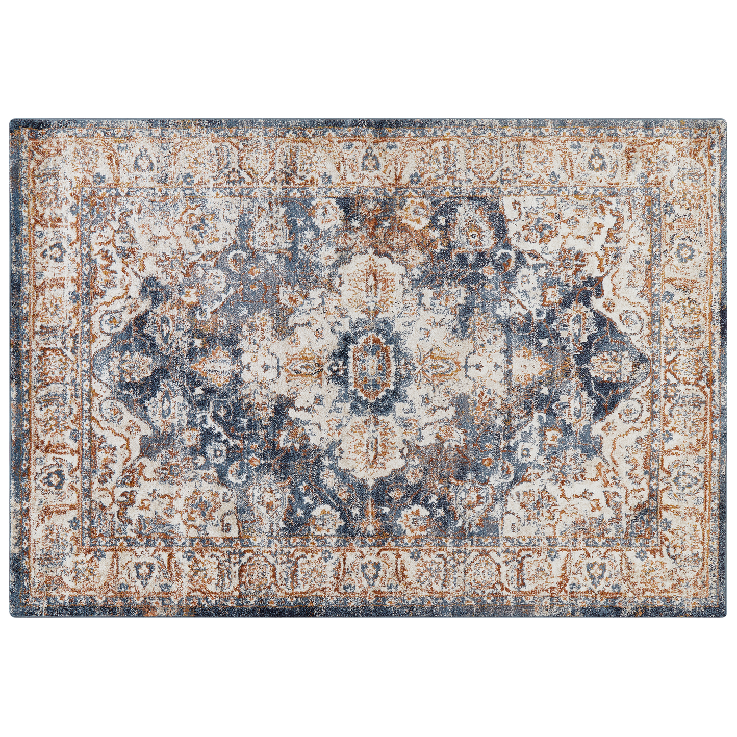 Teppich beige / blau 160 x 230 cm orientalisches Muster Kurzflor DVIN