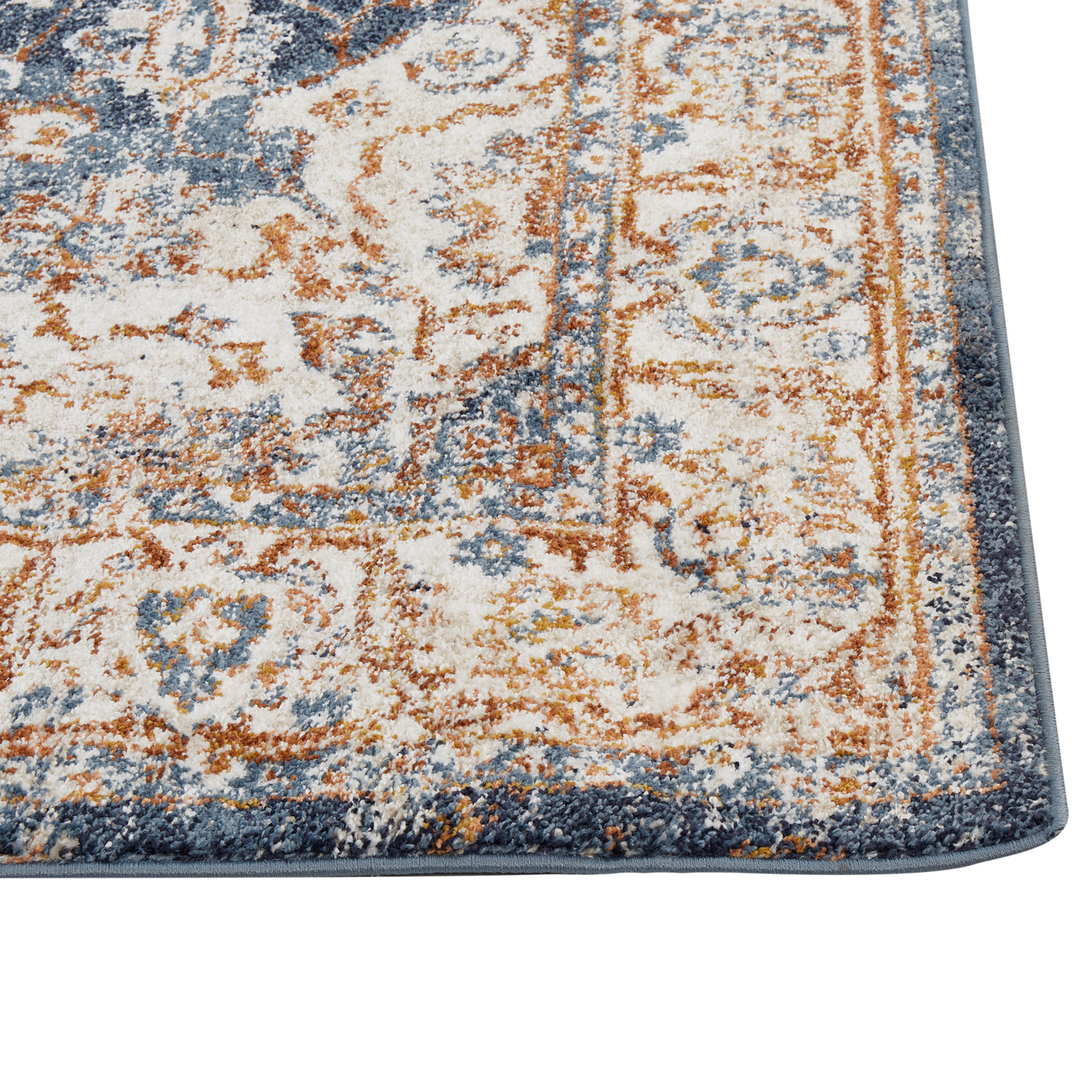 Teppich beige / blau 200 x 300 cm orientalisches Muster Kurzflor DVIN