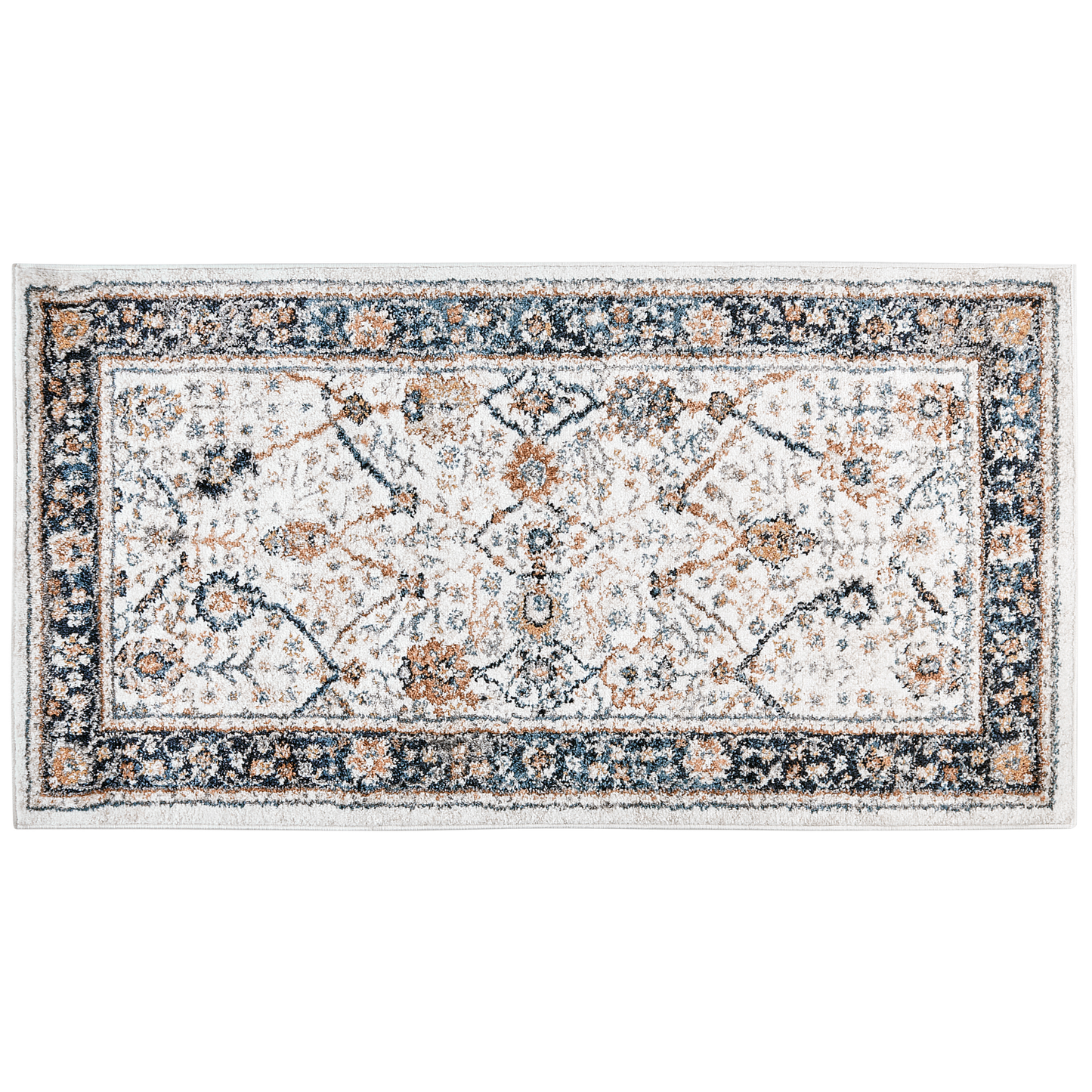 Teppich beige / blau orientalisches Muster 80 x 150 cm Kurzflor ARATES