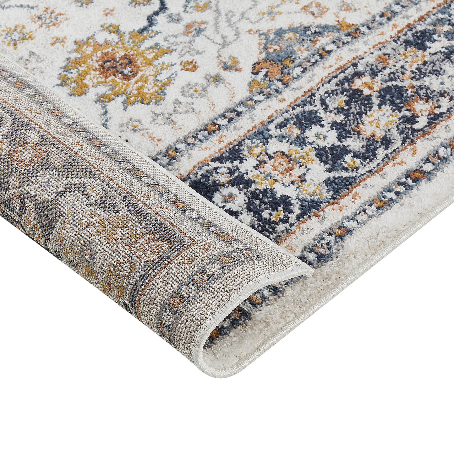 Teppich beige / blau orientalisches Muster 80 x 150 cm Kurzflor ARATES