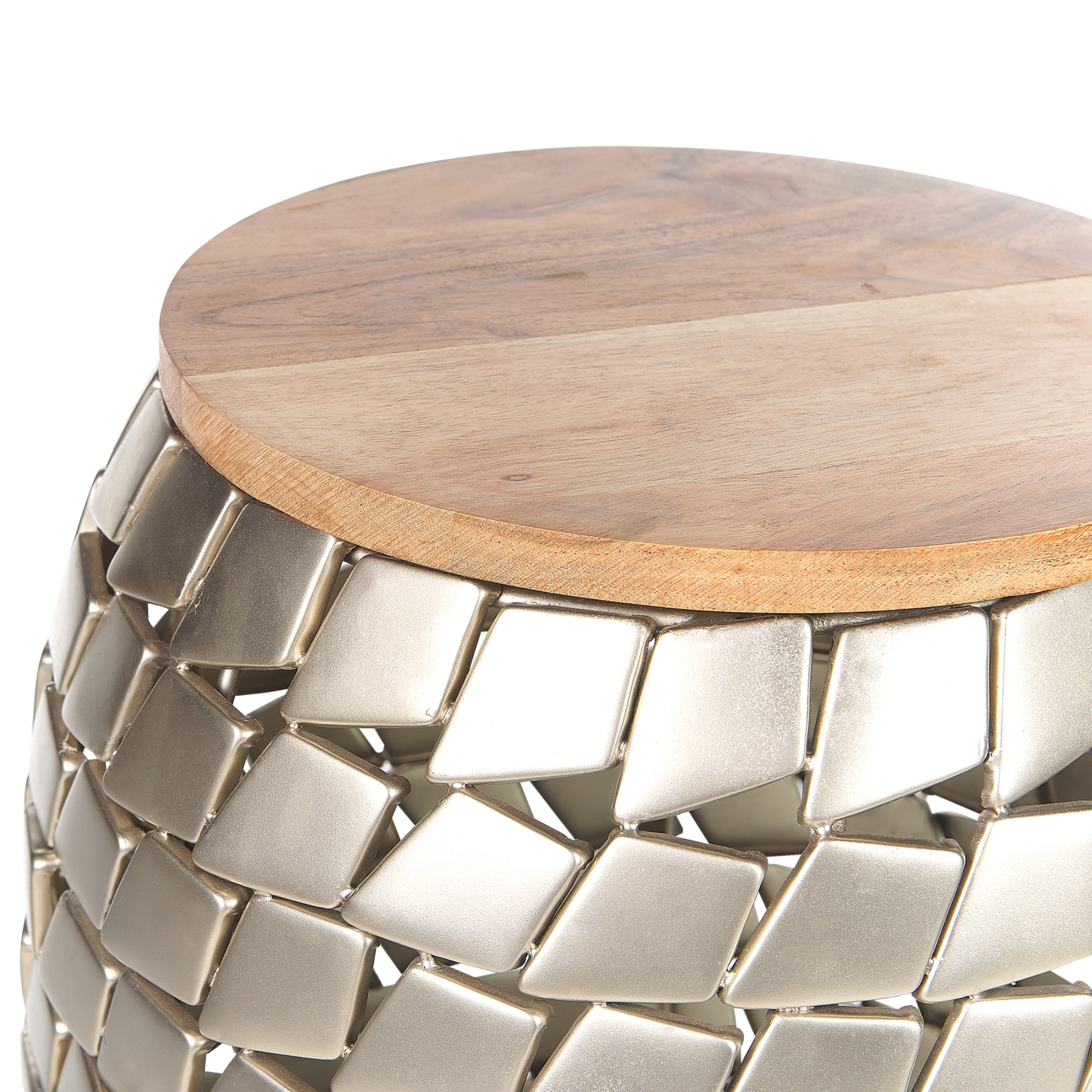 Beistelltisch Mango Holz hellbraun / silber rund ø 22 cm JABIRU