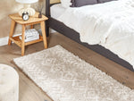 Teppich hellbeige 80 x 150 cm geometrisches Muster Shaggy KAPAN