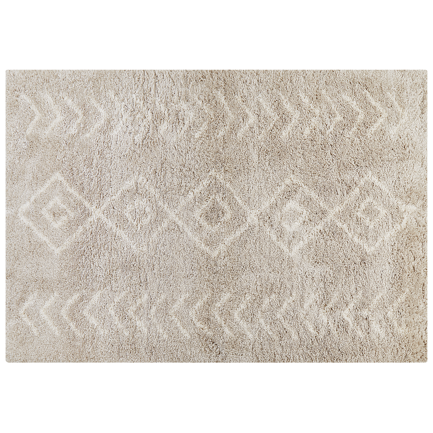 Teppich hellbeige 160 x 230 cm geometrisches Muster Shaggy KAPAN