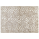 Teppich hellbeige 160 x 230 cm geometrisches Muster Shaggy KAPAN