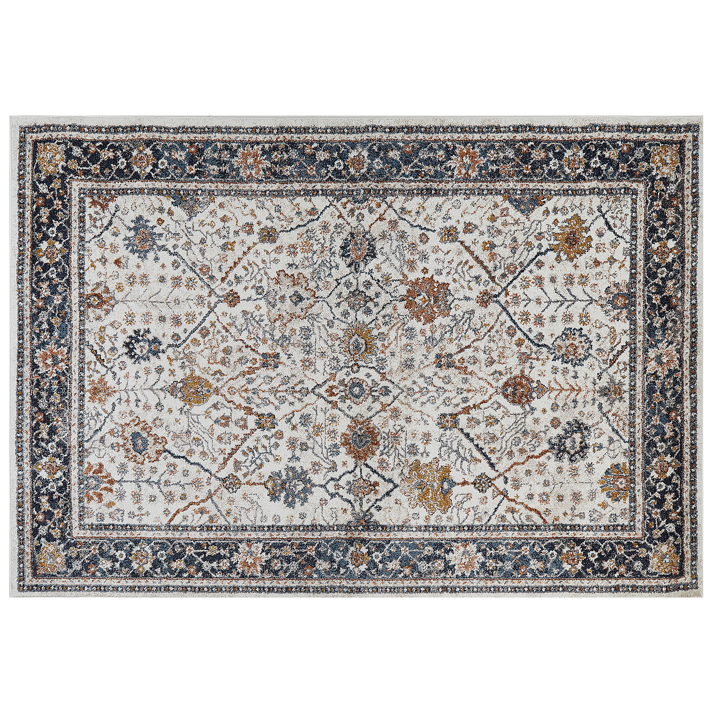 Teppich beige / blau orientalisches Muster 160 x 230 cm Kurzflor ARATES