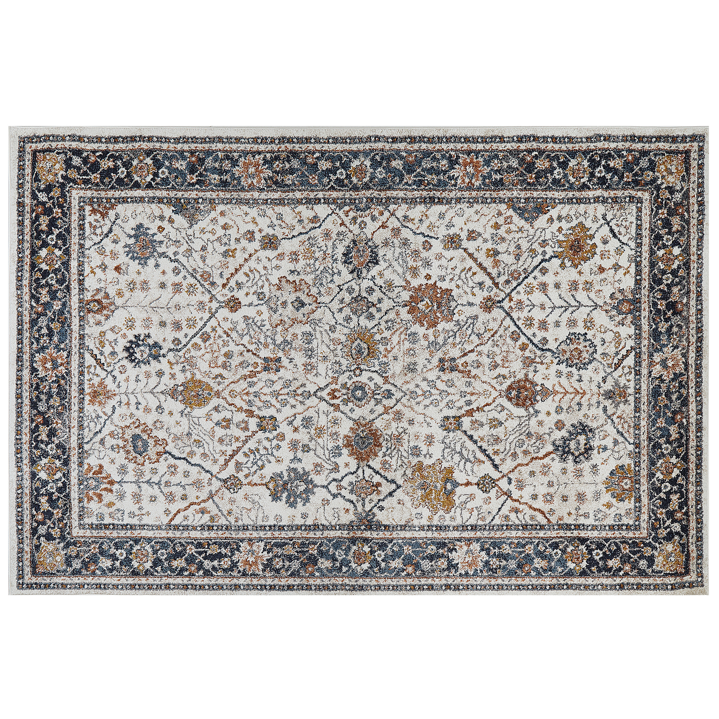 Teppich beige / blau orientalisches Muster 200 x 300 cm Kurzflor ARATES