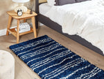 Teppich blau / weiss 80 x 150 cm Streifenmuster Shaggy TASHIR