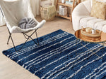 Teppich blau / weiss 160 x 230 cm Streifenmuster Shaggy TASHIR
