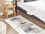Teppich weiss / grau 80 x 150 cm abstraktes Muster Shaggy MASIS