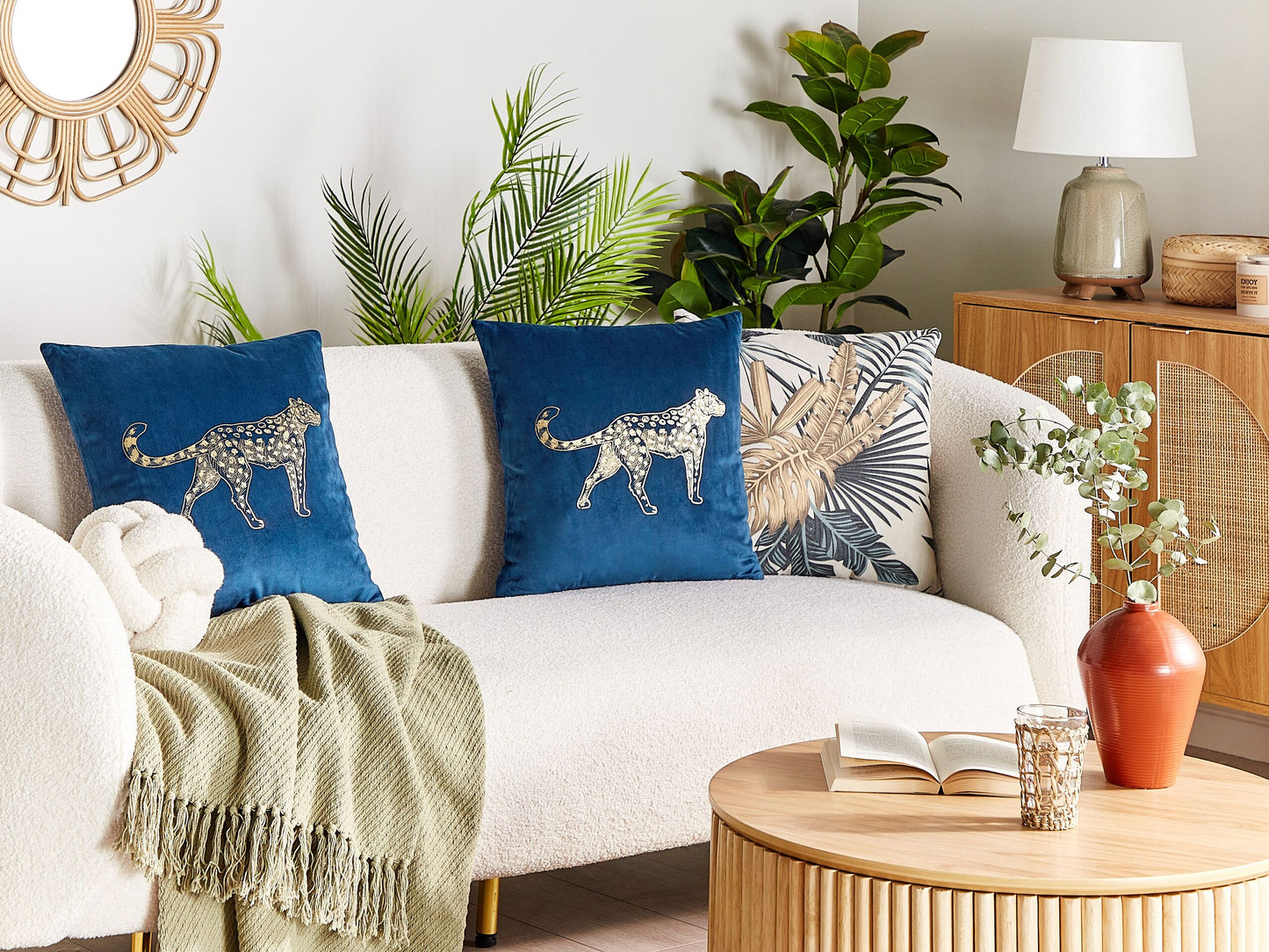 Dekokissen 2er Set MARULA Samtstoff 45 x 45 cm Marineblau Tiermuster