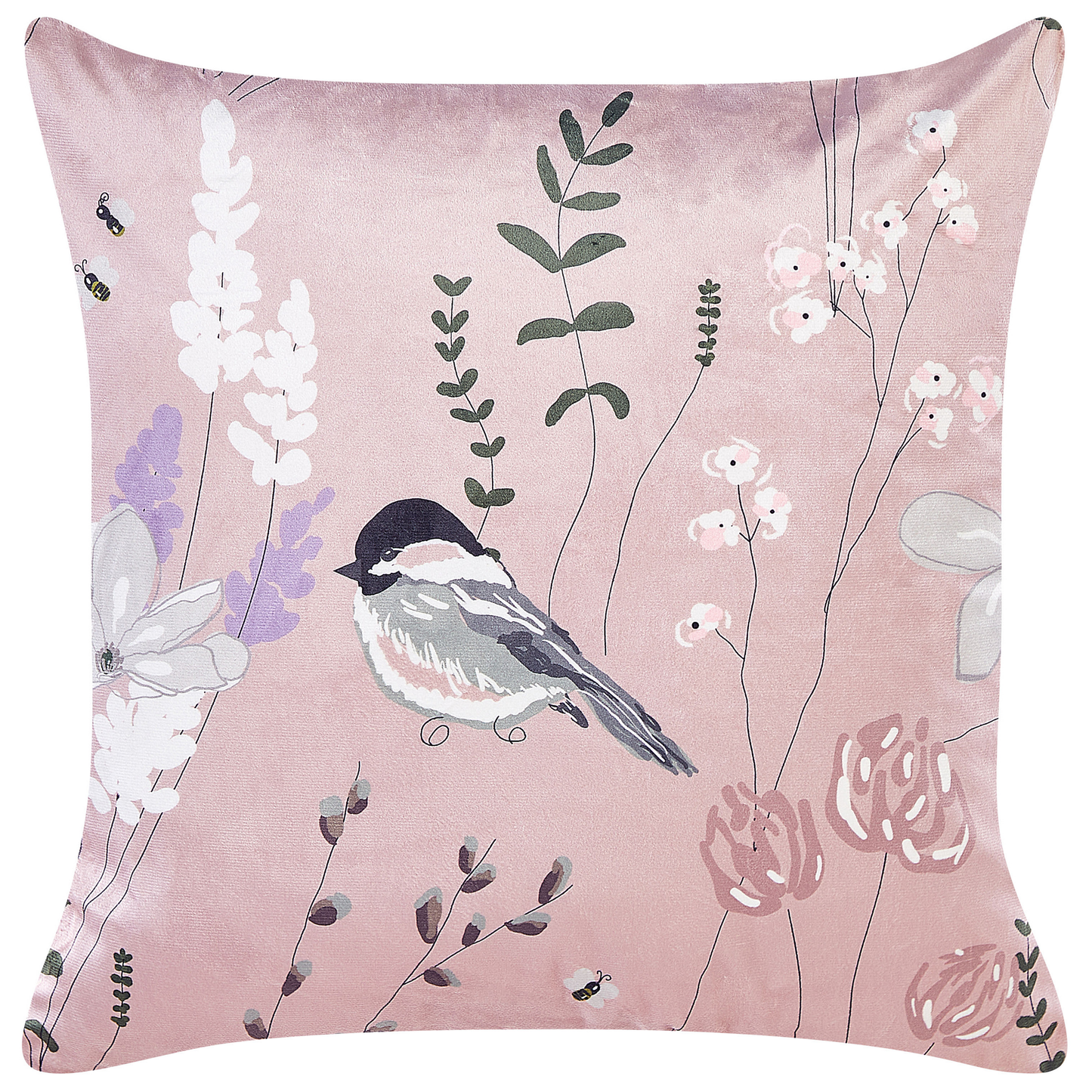 Dekokissen 2er Set CYCLAMEN Samtstoff 45 x 45 cm Pastellrosa Blumenmuster