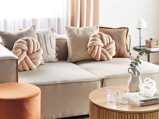 Dekokissen AKOLA Bouclé 31 x 31 cm Sandbeige Ohne Muster