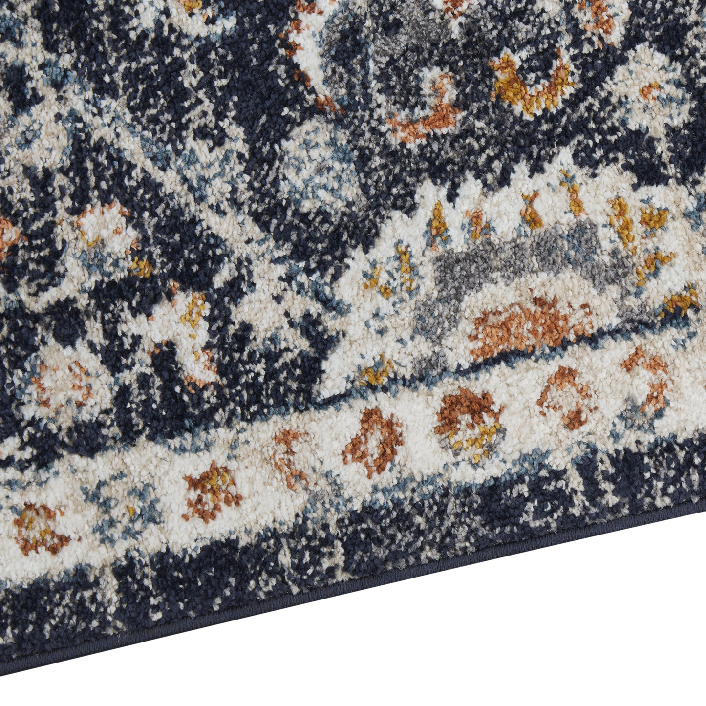 Teppich dunkelblau / beige 80 x 150 cm orientalisches Muster Kurzflor MALISHKA