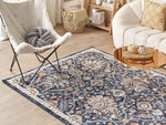 Teppich dunkelblau / beige 160 x 230 cm orientalisches Muster Kurzflor MALISHKA