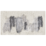 Teppich weiss / grau 80 x 150 cm abstraktes Muster Shaggy MASIS