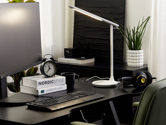 Schreibtischlampe LED Metall weiss 38 cm verstellbar DRACO