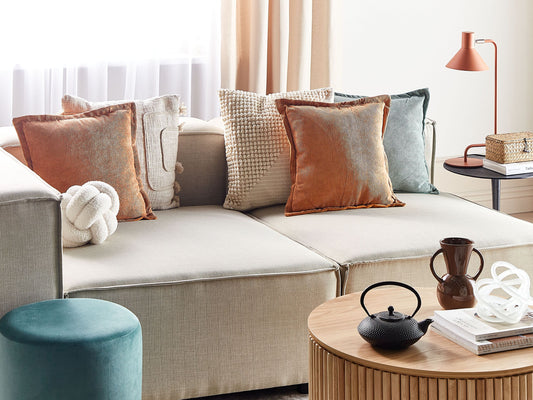 Dekokissen 2er Set ZINNIA Cord 43 x 43 cm Orange Ohne Muster