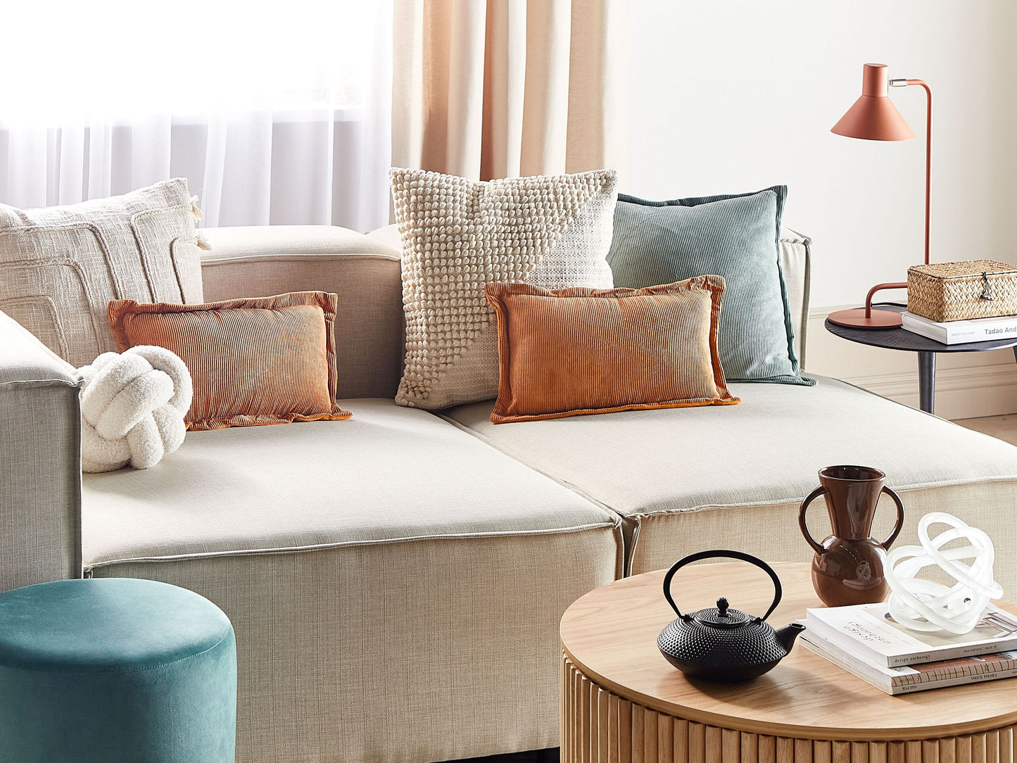 Dekokissen 2er Set ZINNIA Cord 47 x 27 cm Orange Ohne Muster