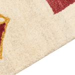 Gabbeh Teppich Wolle beige 80 x 150 cm geometrisches Muster Hochflor MISINLI