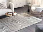 Teppich Wolle weiss / schwarz 160 x 230 cm geometrisches Muster PAZAR