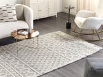 Teppich Wolle beige / grau 160 x 230 cm geometrisches Muster SOLHAN