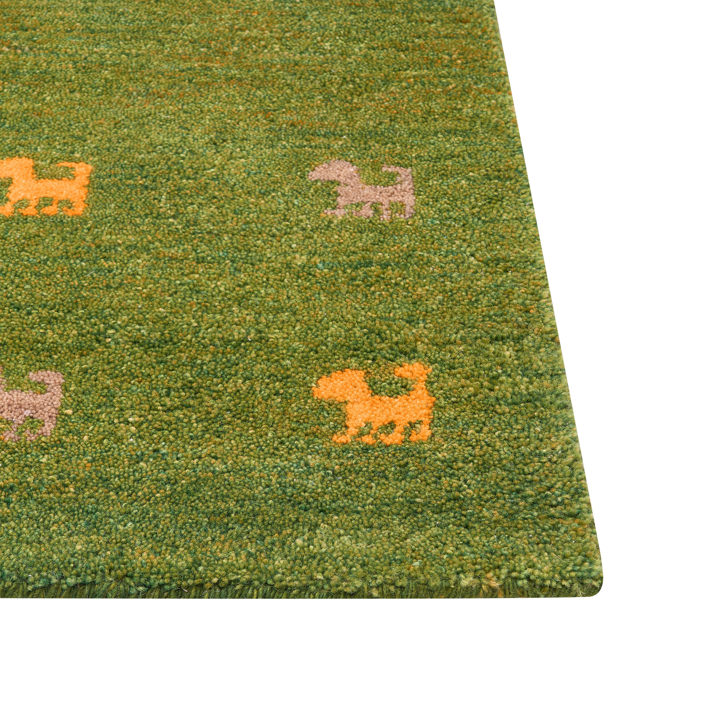 Gabbeh Teppich Wolle grün 160 x 230 cm Tiermuster Hochflor YULAFI