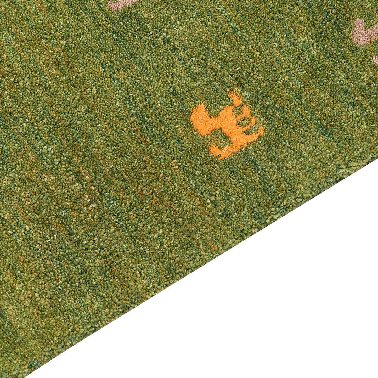 Gabbeh Teppich Wolle grün 160 x 230 cm Tiermuster Hochflor YULAFI