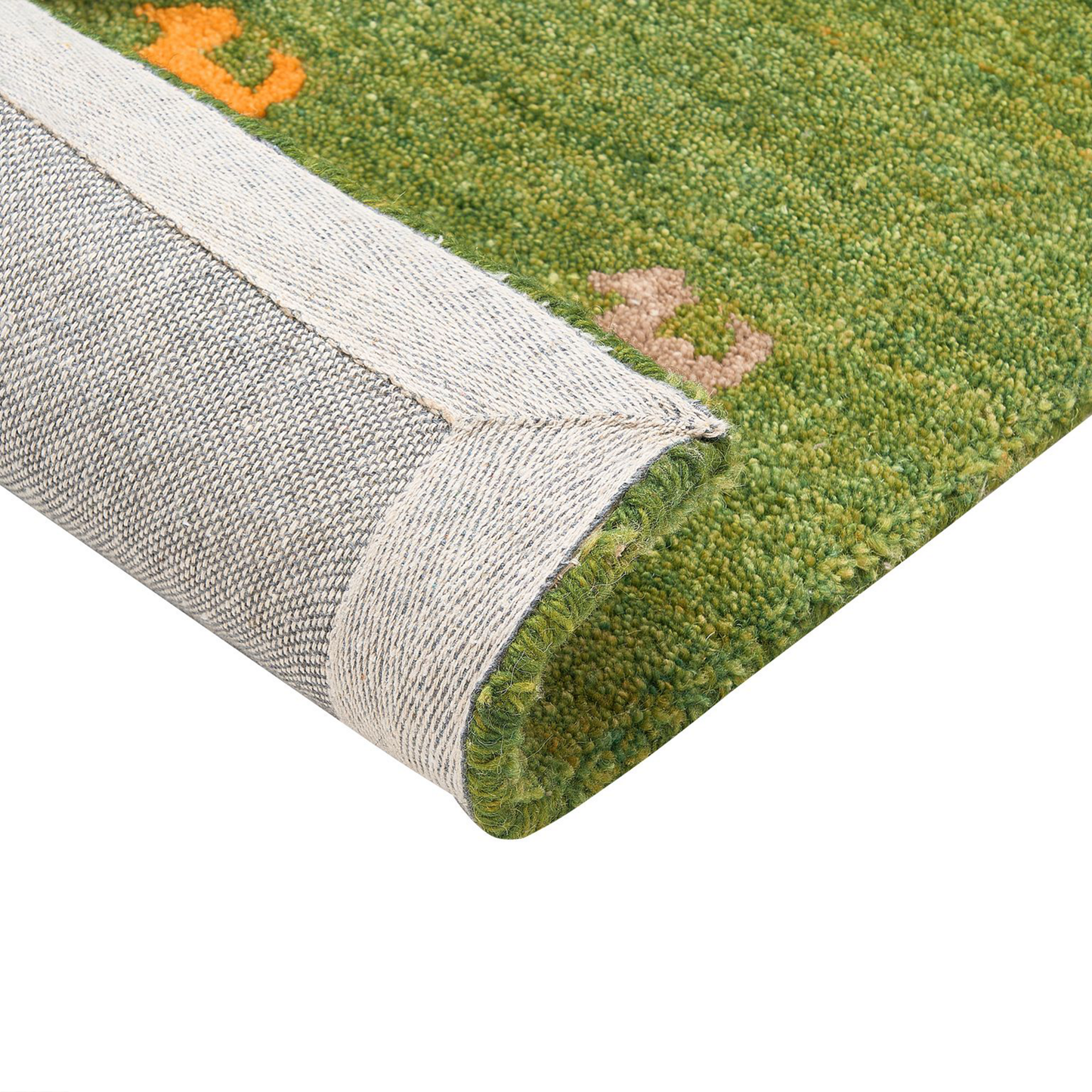 Gabbeh Teppich Wolle grün 160 x 230 cm Tiermuster Hochflor YULAFI