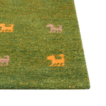 Gabbeh Teppich Wolle grün 200 x 300 cm Tiermuster Hochflor YULAFI