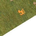 Gabbeh Teppich Wolle grün 200 x 300 cm Tiermuster Hochflor YULAFI