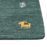 Gabbeh Teppich Wolle grün 80 x 150 cm Kurzflor CALTI
