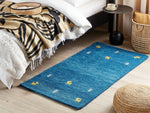 Gabbeh Teppich Wolle blau 80 x 150 cm Kurzflor CALTI