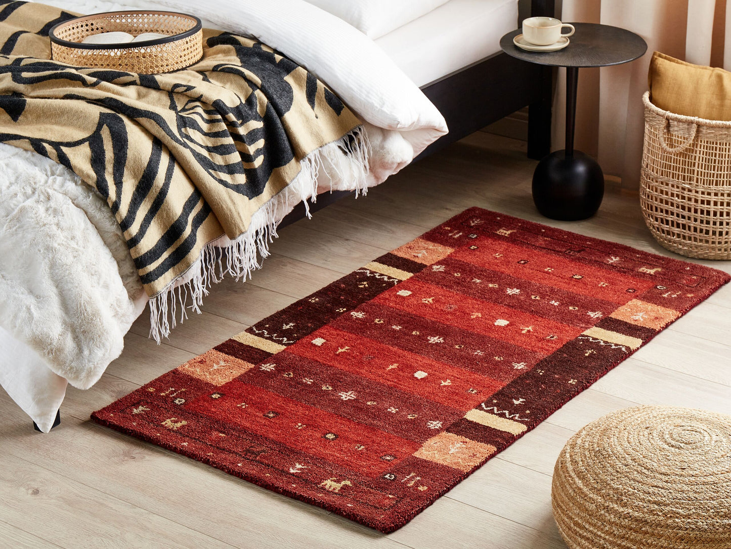 Gabbeh Teppich Wolle rot 80 x 150 cm Hochflor SINANLI